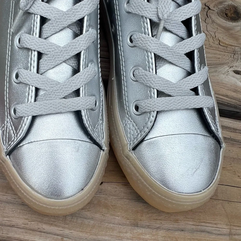 - Converse Sz 2 Silver Metallic All-Star Sneakers! NEW!